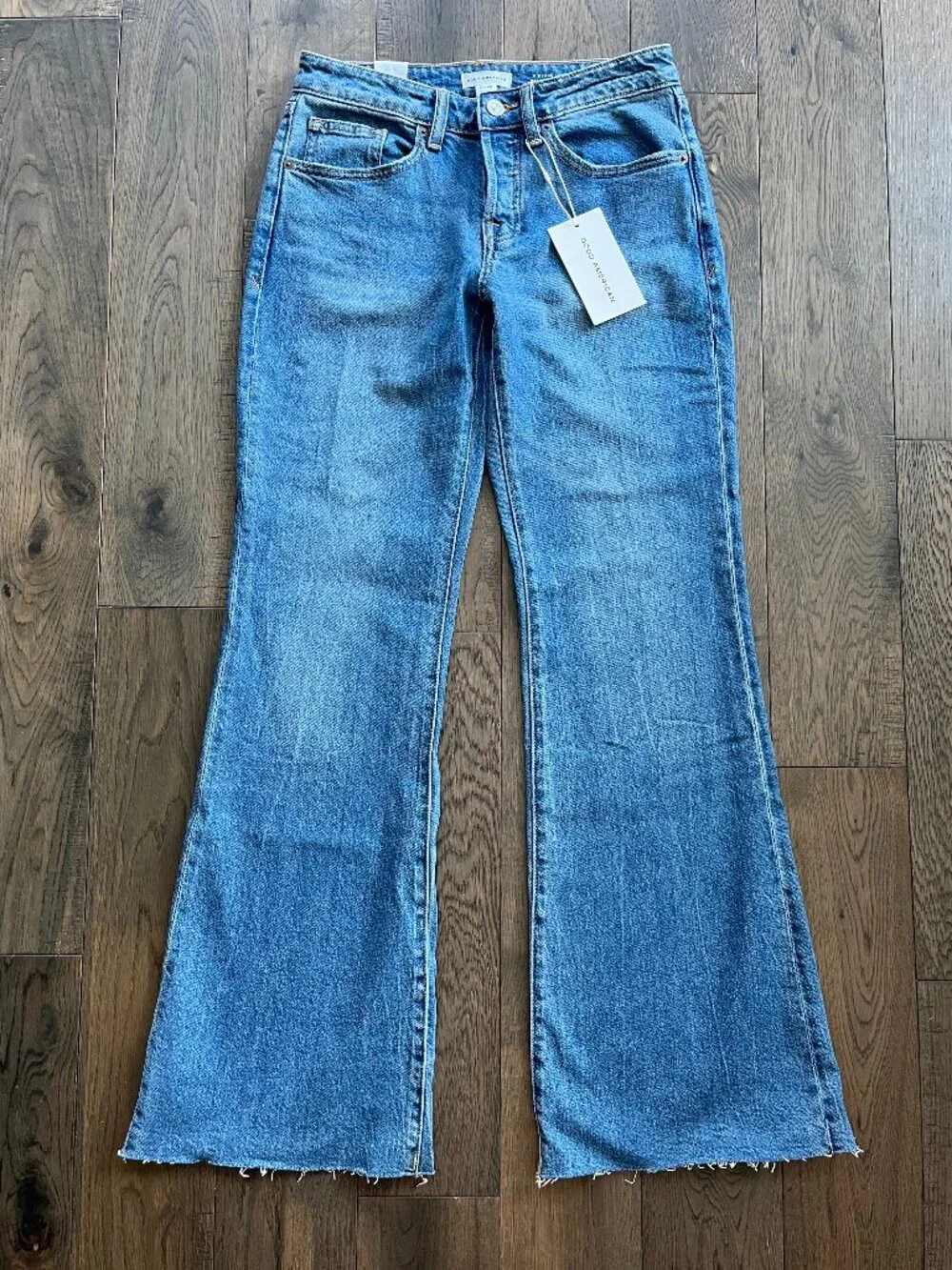 Good American NWT Vintage Low Relaxed Flare Jeans Size 2/26 Indigo Denim Stretch